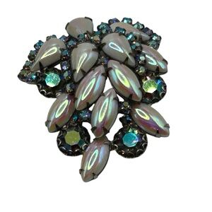 Fabulous Vintage Weiss AB and Oil Slick Glass Brooch